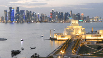 the-museum-of-islamic-art-on-the-corniche-in-the-evening-in-doha-qatar